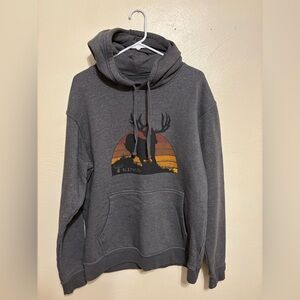 Kings Camo Deer Graphic Hoodie Men’s M Gray Outdoor Hunting Pullover